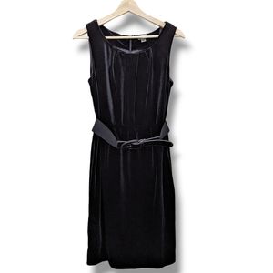 Black Velvet Dress Belted Sheath Dress Sleeveless Zip Back Worthington Size 4